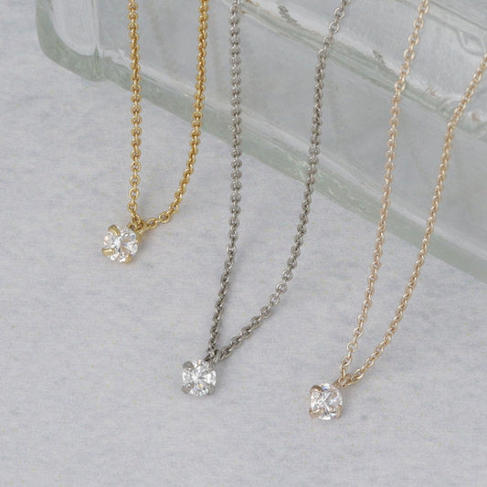 ネックレス ニッケルフリー スーパーキュービックジルコニア 1粒 3mm プチネックレス