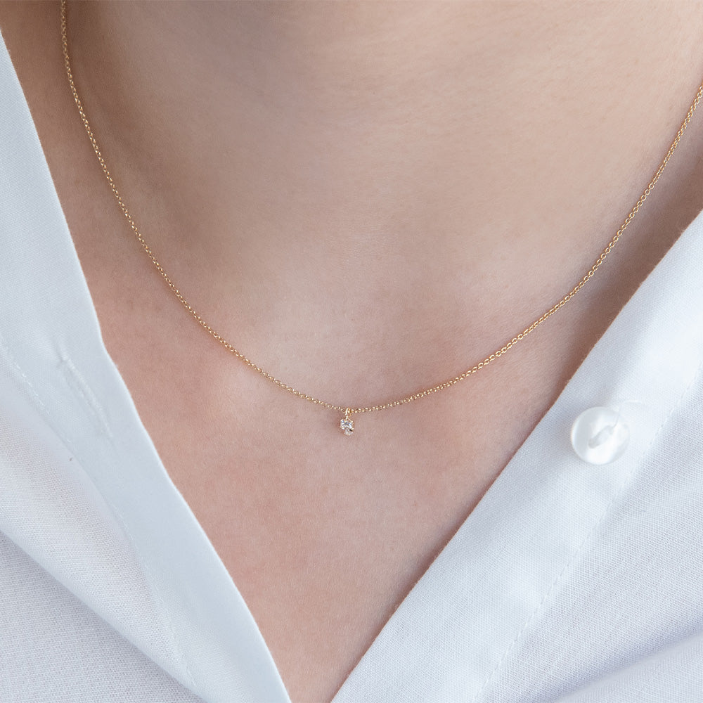 ネックレス ニッケルフリー スーパーキュービックジルコニア 1粒 3mm