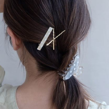 ヘアクリップ クリア ドット 柄 メタル アメピン バンスクリップ クリップ 4個セット