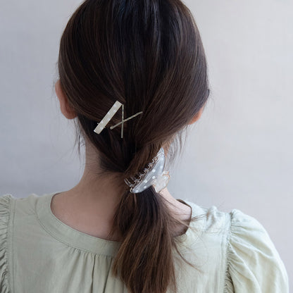 ヘアクリップ クリア ドット 柄 メタル アメピン バンスクリップ クリップ 4個セット