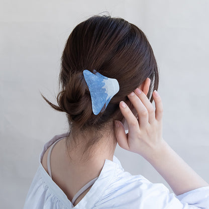 ヘアクリップ ニッケルフリー メタル 富士山 マーブル バンスクリップ