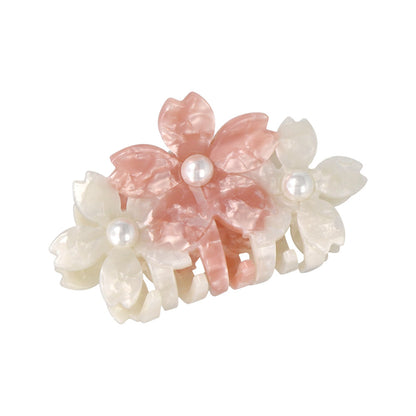 ヘアクリップ トリプル 桜 花 フラワー パール マーブル バイカラー バンスクリップ