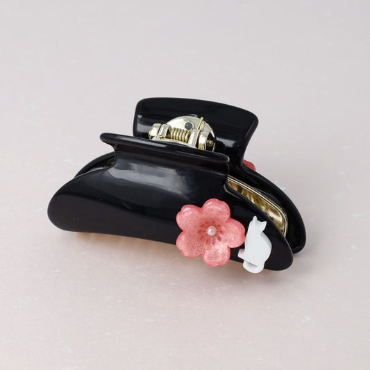 ヘアクリップ 桜 猫 バンスクリップ
