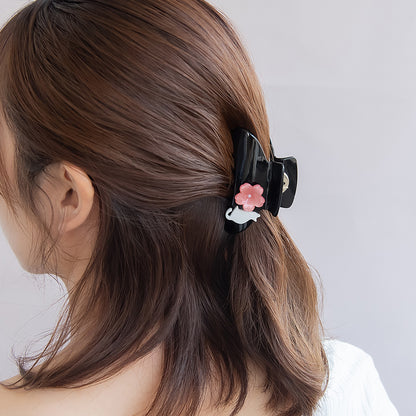 ヘアクリップ 桜 猫 バンスクリップ