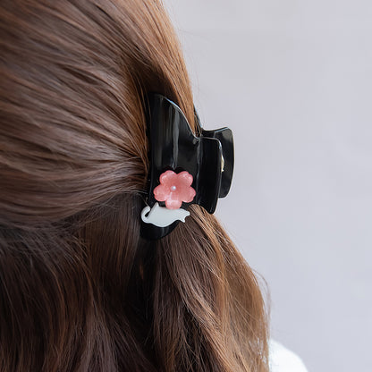 ヘアクリップ 桜 猫 バンスクリップ