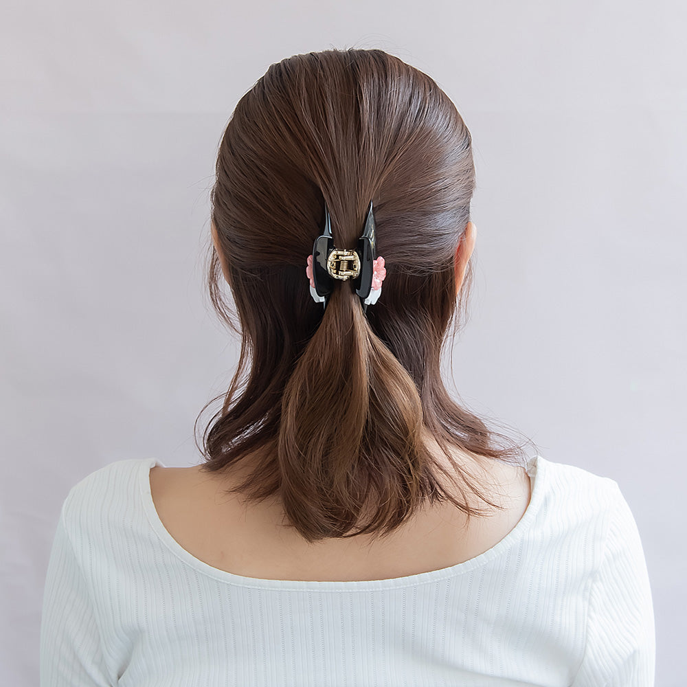 ヘアクリップ 桜 猫 バンスクリップ