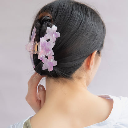 ヘアクリップ 桜 3輪 マーブル カラー バンスクリップ