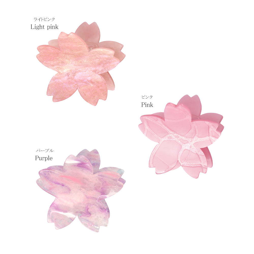 ヘアクリップ 桜 マーブル カラー バンスクリップ