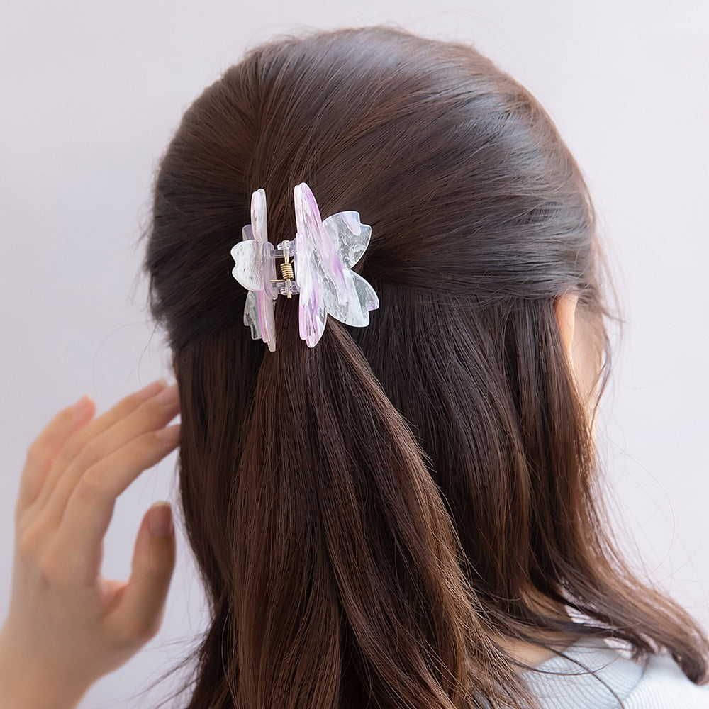 ヘアクリップ 桜 マーブル カラー バンスクリップ