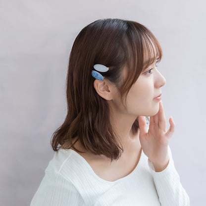 ヘアクリップ ミニ 桜 藤の花 紅葉 桔梗 マーブル オーバル 2個セット サイドクリップ
