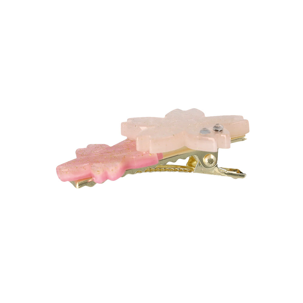 ヘアクリップ 桜 マーブル バイカラー サイドクリップ