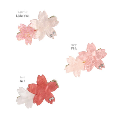 ヘアクリップ 桜 マーブル バイカラー サイドクリップ