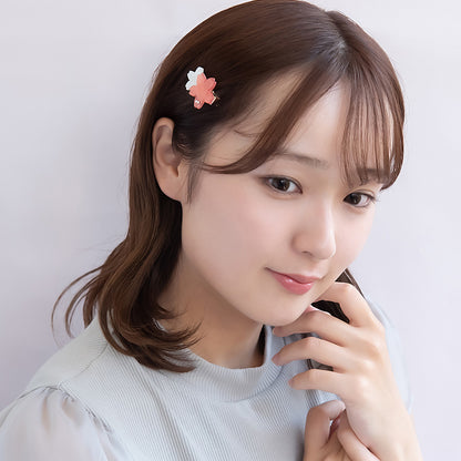 ヘアクリップ 桜 マーブル バイカラー サイドクリップ