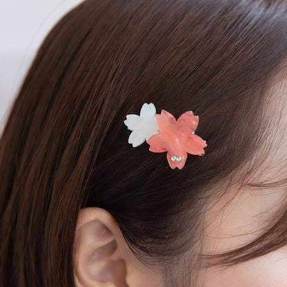 ヘアクリップ 桜 マーブル バイカラー サイドクリップ