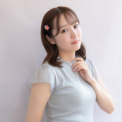 ヘアクリップ 桜 マーブル バイカラー サイドクリップ
