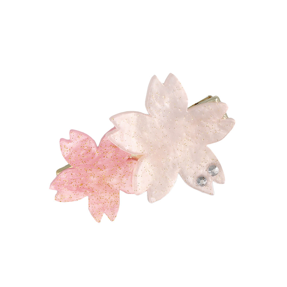 ヘアクリップ 桜 マーブル バイカラー サイドクリップ