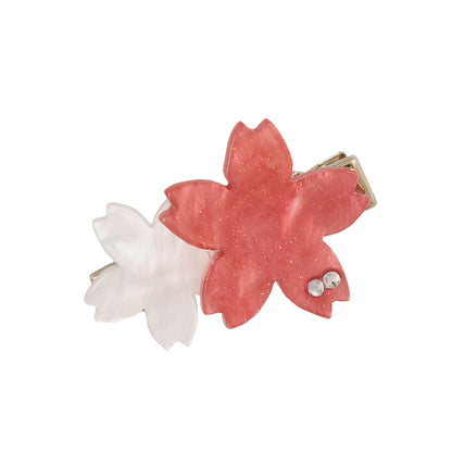 ヘアクリップ 桜 マーブル バイカラー サイドクリップ