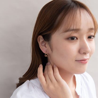 イヤリング メタル リング クリア カラー ビーズ ネジバネ式イヤリング