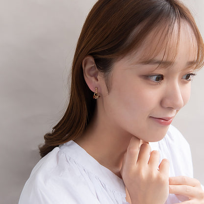 イヤリング メタル リング クリア カラー ビーズ ネジバネ式イヤリング