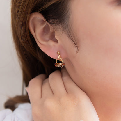 イヤリング メタル リング クリア カラー ビーズ ネジバネ式イヤリング