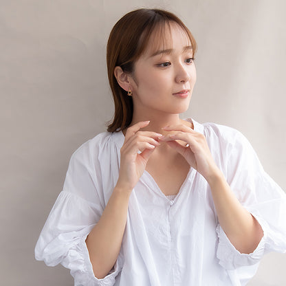 イヤリング メタル リング クリア カラー ビーズ ネジバネ式イヤリング