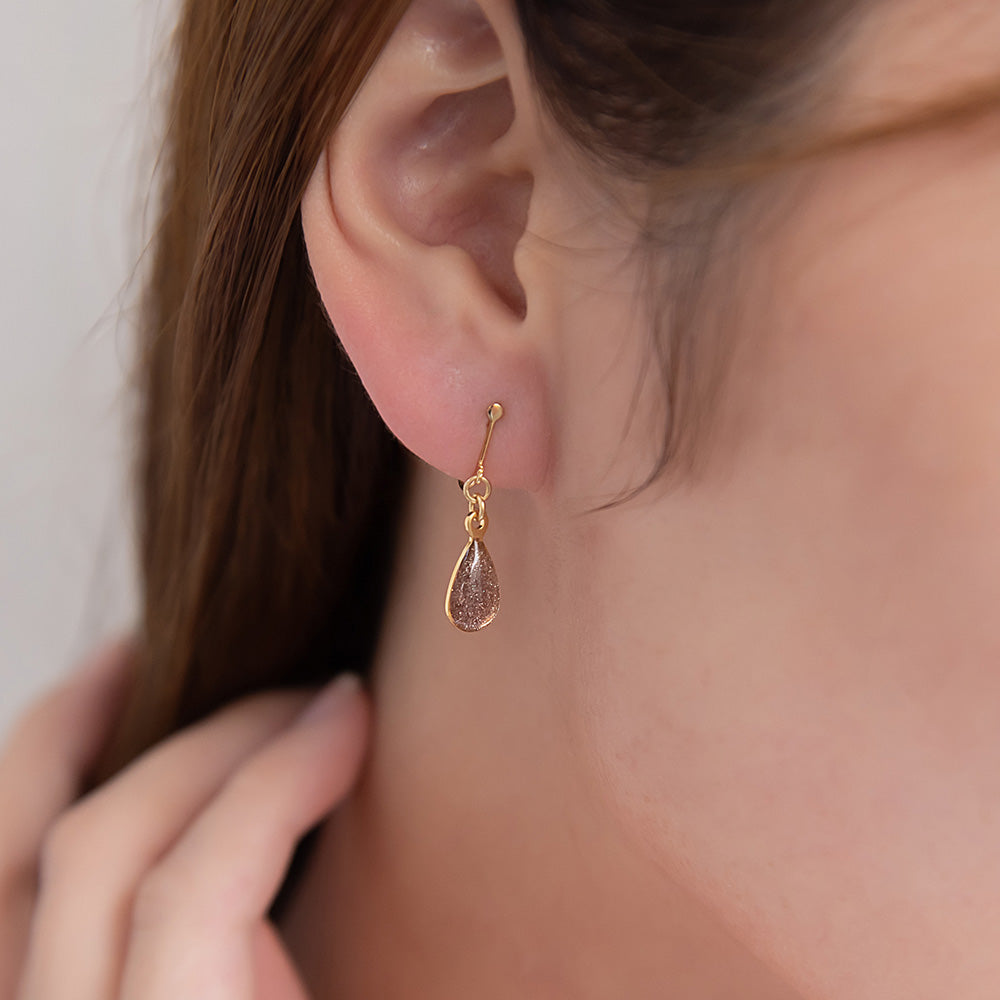 イヤリング メタル ドロップ マーブル カラー ラメ ネジバネ式イヤリング