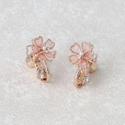 イヤリング ニッケルフリー メタル 桜 ネジバネ式イヤリング