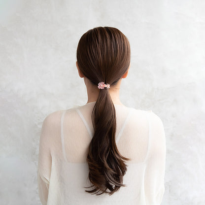 ヘアカフ ニッケルフリー メタル ダブル 桜 ワイヤーフラワー パール ヘアポニー ポニーフック
