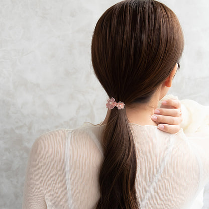 ヘアカフ ニッケルフリー メタル ダブル 桜 ワイヤーフラワー パール ヘアポニー ポニーフック