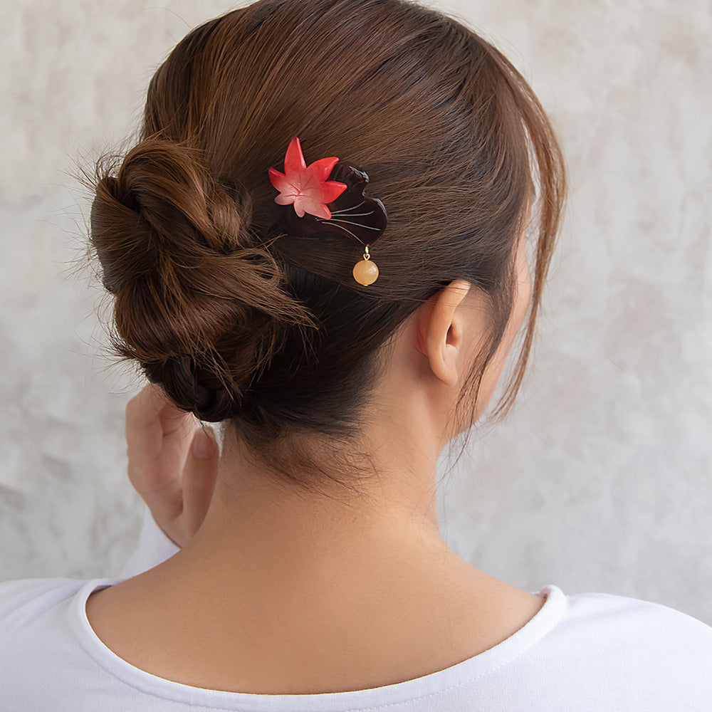 ハスの葉 装飾品 タイ製 かんざし hair stick 紅葉 アクリル – OSEWAYAオンラインストア