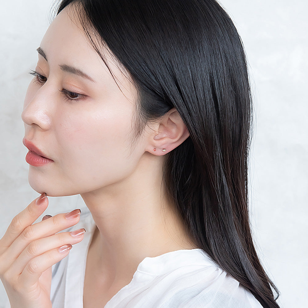 樹脂ピアス グラデーション ガラス玉 カラー ストーン 5個セット スタッドピアス