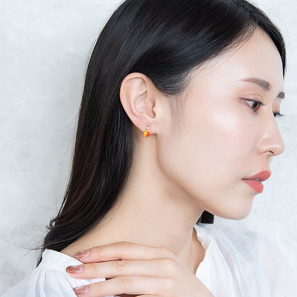 樹脂ピアス グラデーション ガラス玉 カラー ストーン 5個セット スタッドピアス