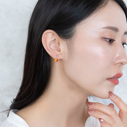 樹脂ピアス グラデーション ガラス玉 カラー ストーン 5個セット スタッドピアス