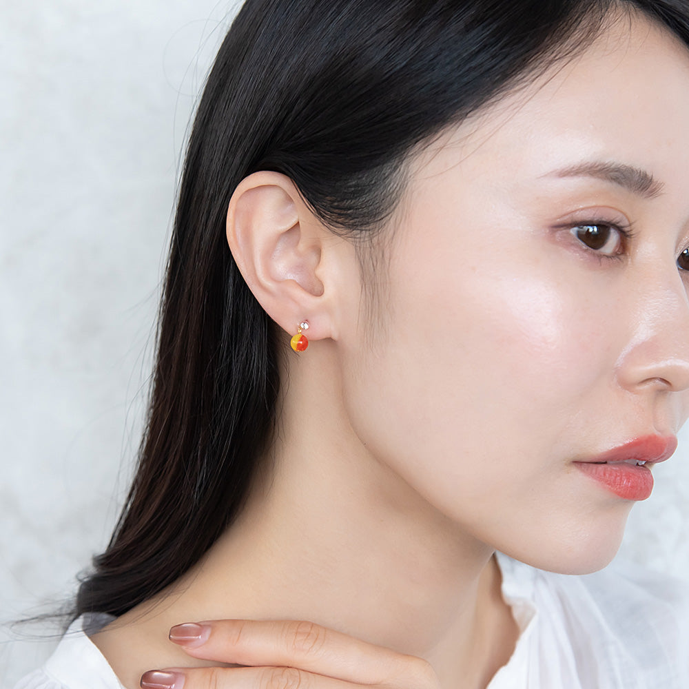 樹脂ピアス グラデーション ガラス玉 カラー ストーン 5個セット スタッドピアス