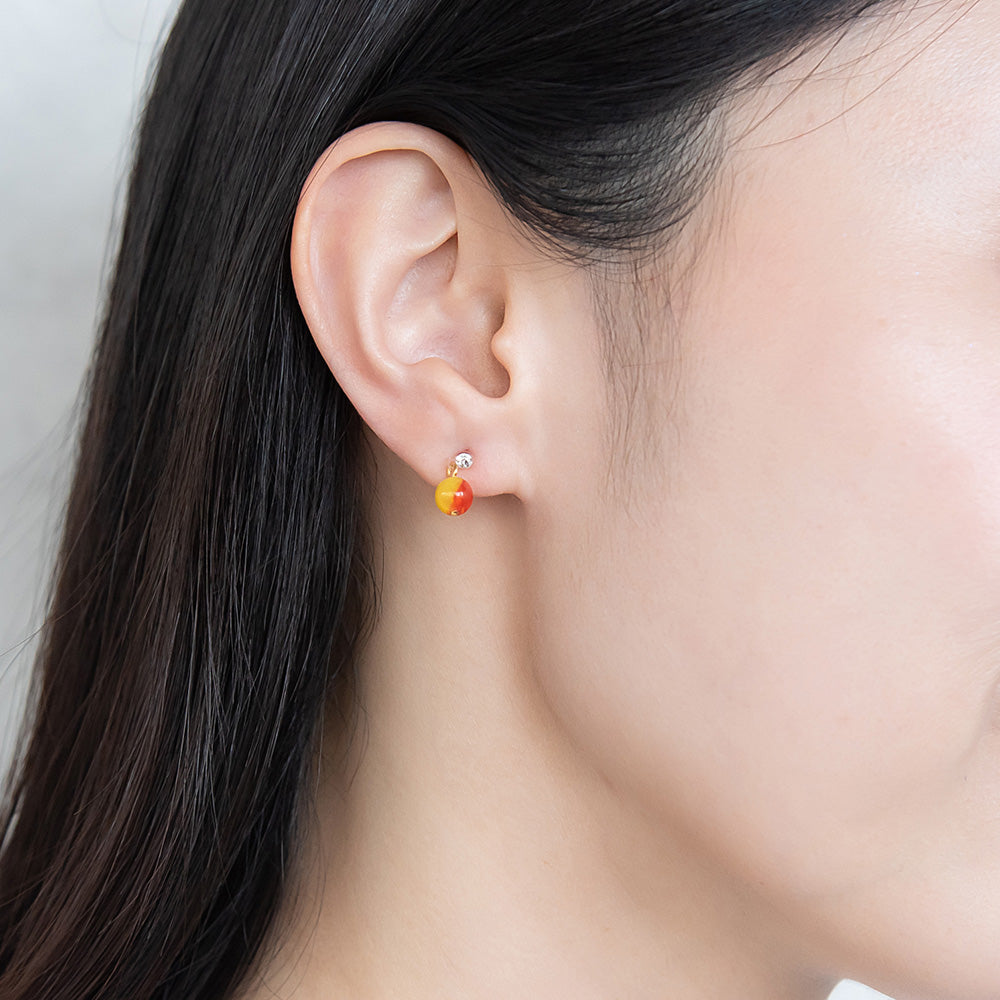 樹脂ピアス グラデーション ガラス玉 カラー ストーン 5個セット スタッドピアス