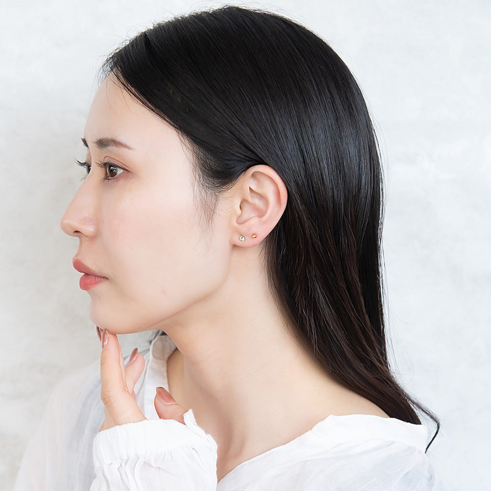 樹脂ピアス カラー ストーン メタル ボール 5個セット スタッドピアス