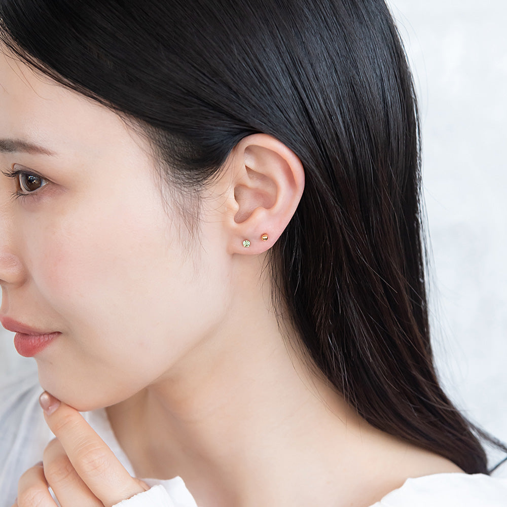 樹脂ピアス カラー ストーン メタル ボール 5個セット スタッドピアス