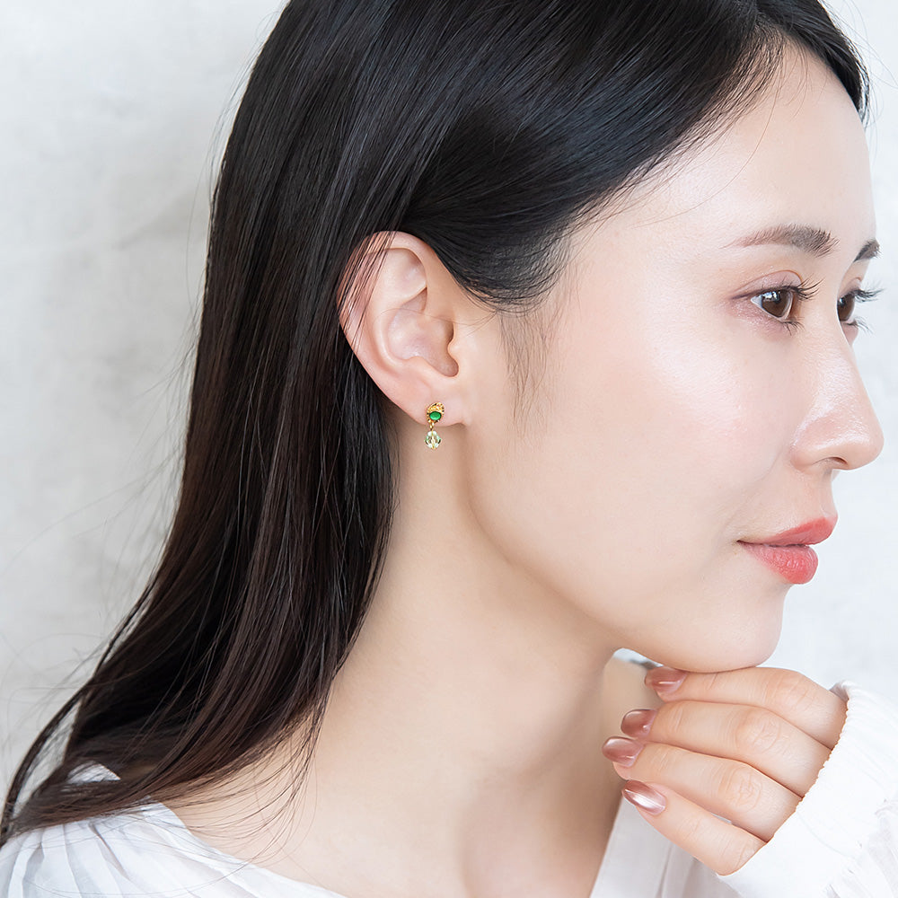 樹脂ピアス カラー ストーン メタル ボール 5個セット スタッドピアス