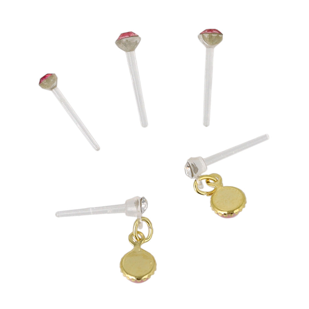 樹脂ピアス 合成キャッツアイ カラー ストーン 5個セット スタッドピアス