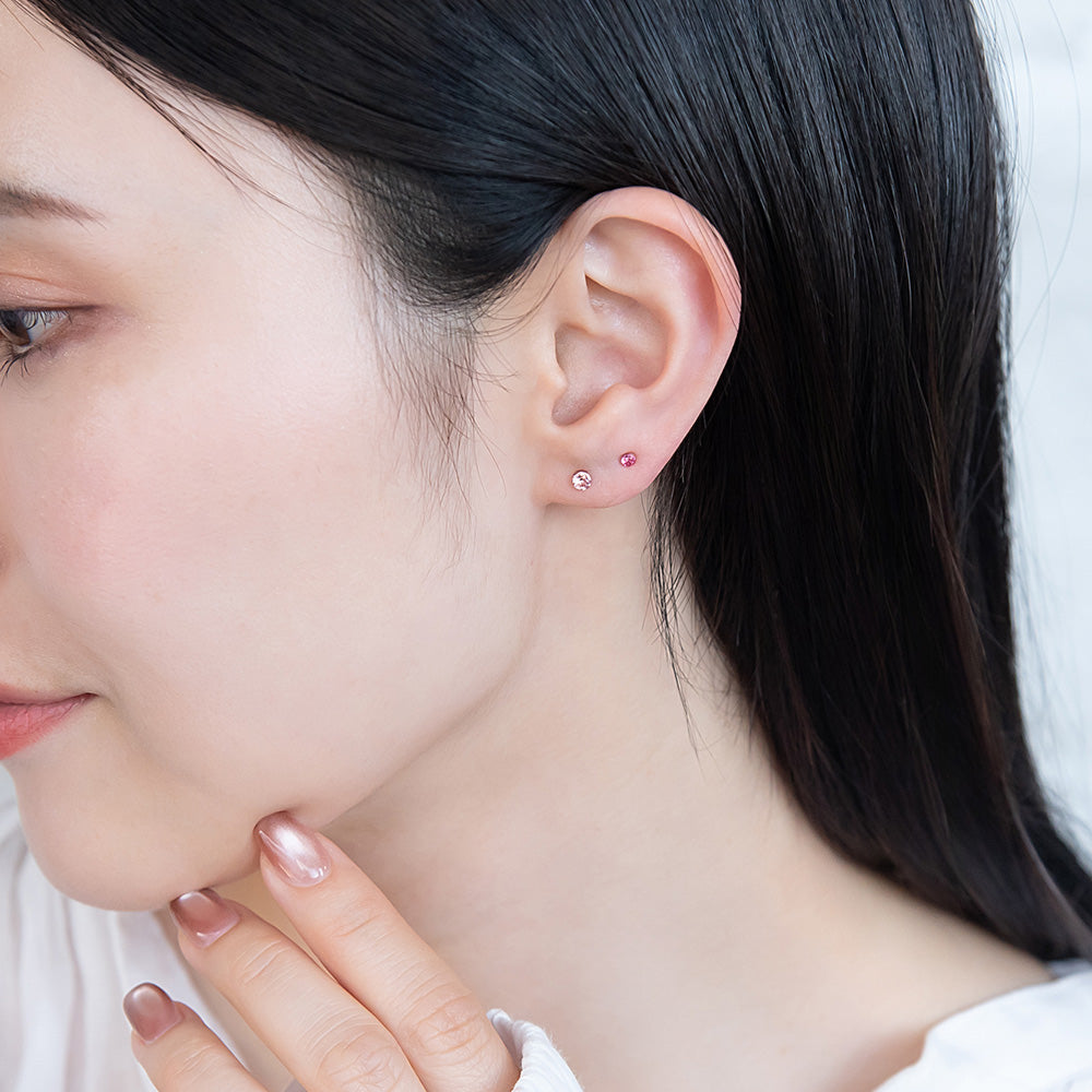 樹脂ピアス 合成キャッツアイ カラー ストーン 5個セット スタッドピアス