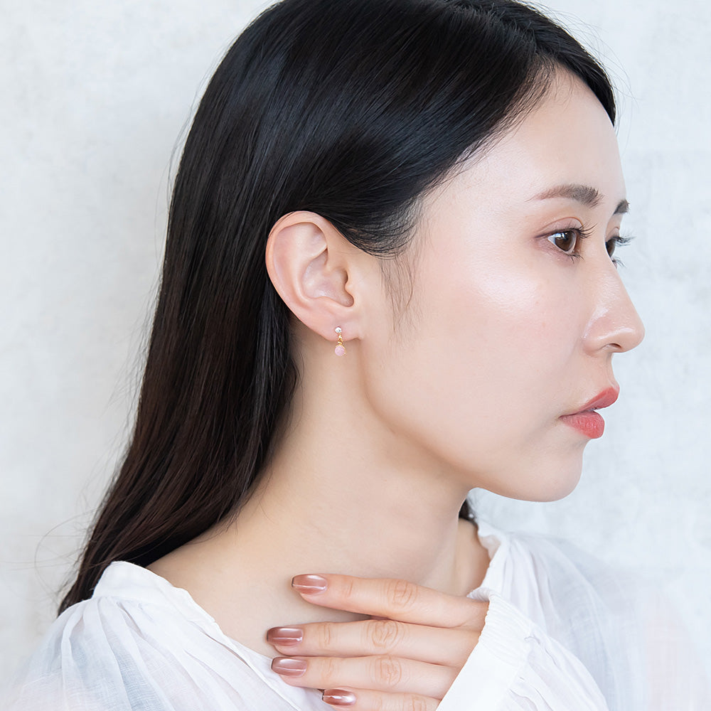 樹脂ピアス 合成キャッツアイ カラー ストーン 5個セット スタッドピアス