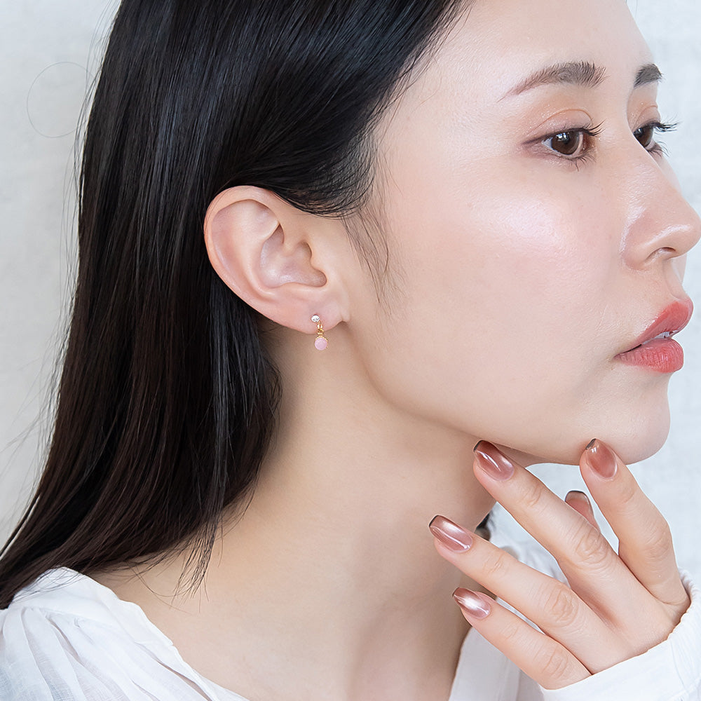 樹脂ピアス 合成キャッツアイ カラー ストーン 5個セット スタッドピアス