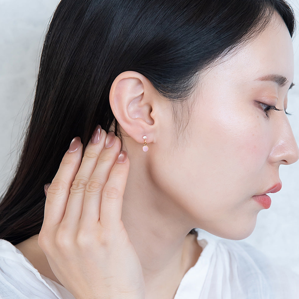 樹脂ピアス 合成キャッツアイ カラー ストーン 5個セット スタッドピアス