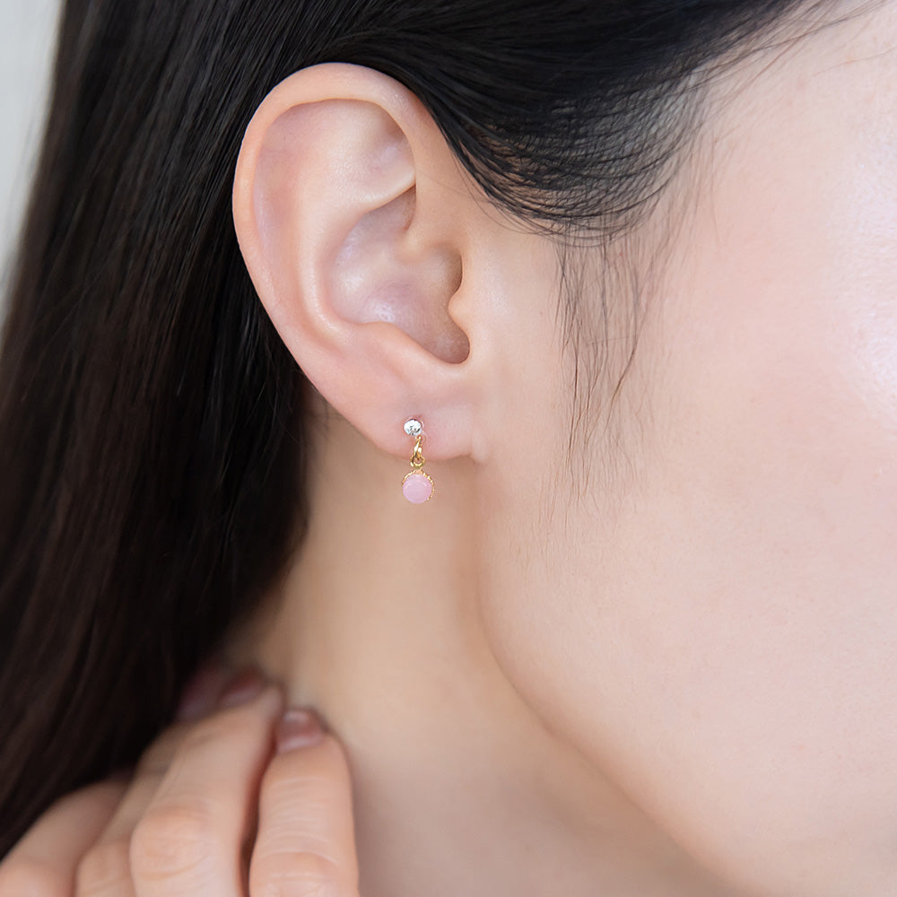 樹脂ピアス 合成キャッツアイ カラー ストーン 5個セット スタッドピアス