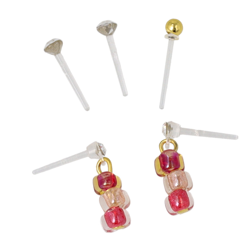 樹脂ピアス クリア カラー ビーズ ボール 5個セット スタッドピアス
