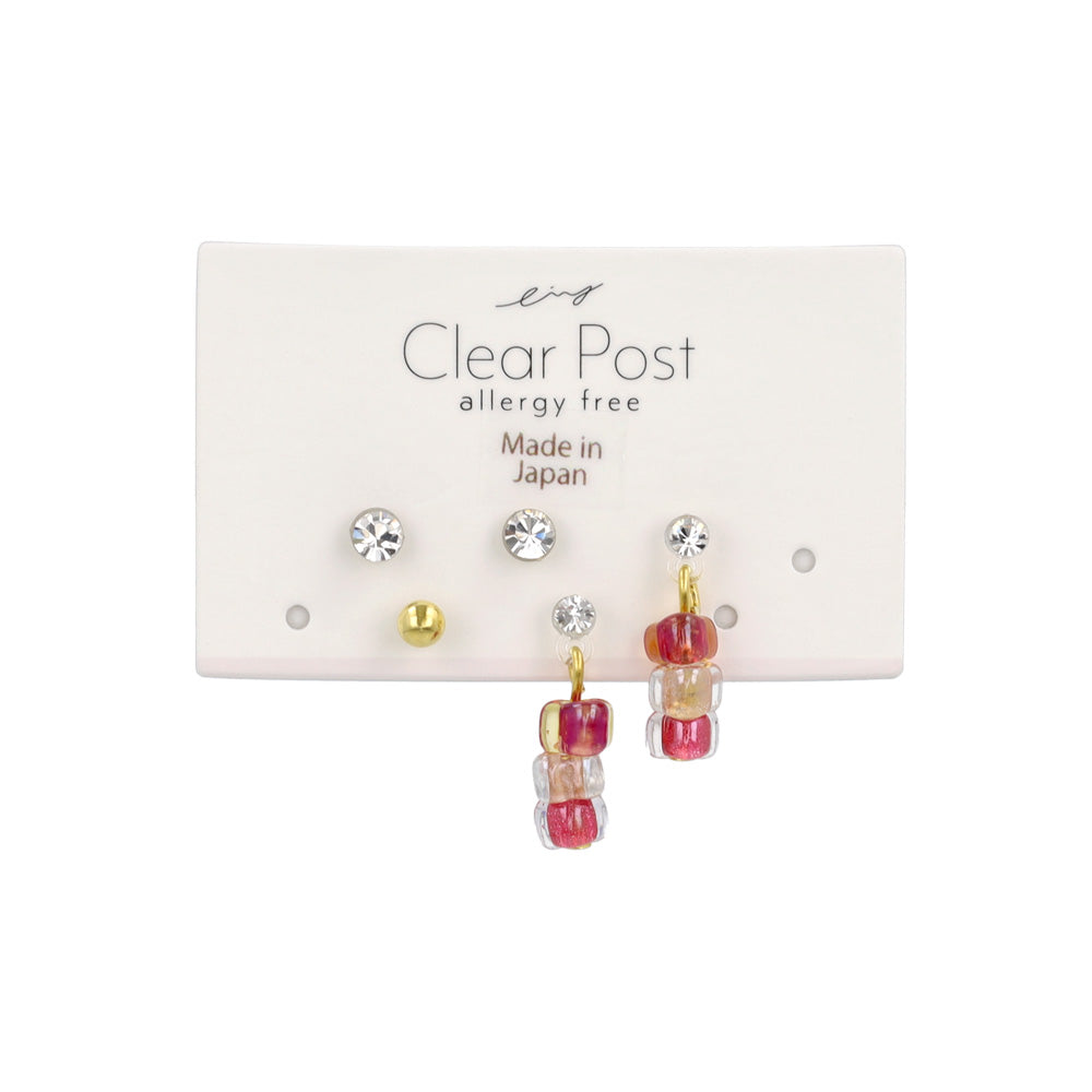 樹脂ピアス クリア カラー ビーズ ボール 5個セット スタッドピアス