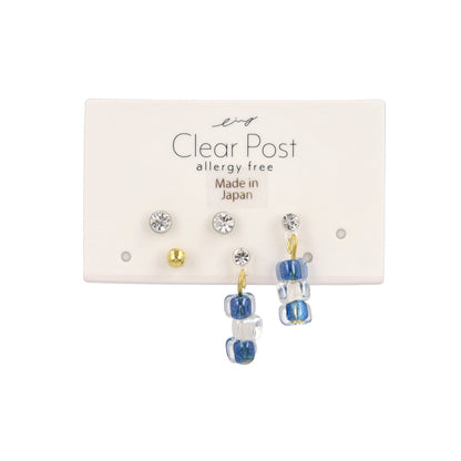 樹脂ピアス クリア カラー ビーズ ボール 5個セット スタッドピアス