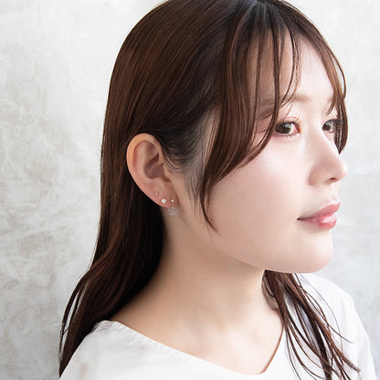 樹脂ピアス ニッケルフリー ローズ ラメ ストーン パール 5個セット スタッドピアス