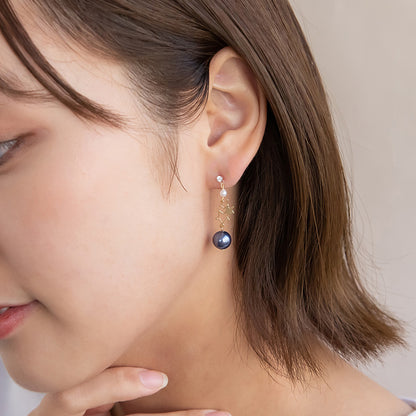 樹脂ピアス ニッケルフリー 宇宙 星 トリプル ストーン パール スタッドピアス