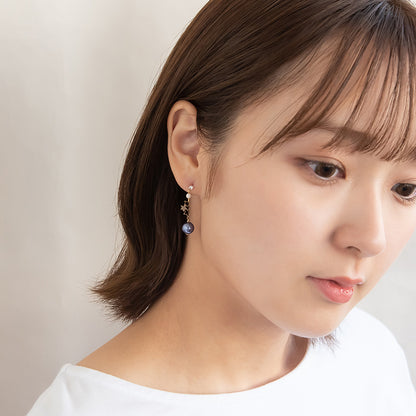 樹脂ピアス ニッケルフリー 宇宙 星 トリプル ストーン パール スタッドピアス